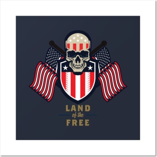 Land of the Free Skull v2 Posters and Art